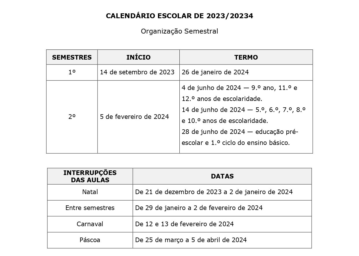 Calendário Escolar 2023/2024 - aesjb.edu.pt
